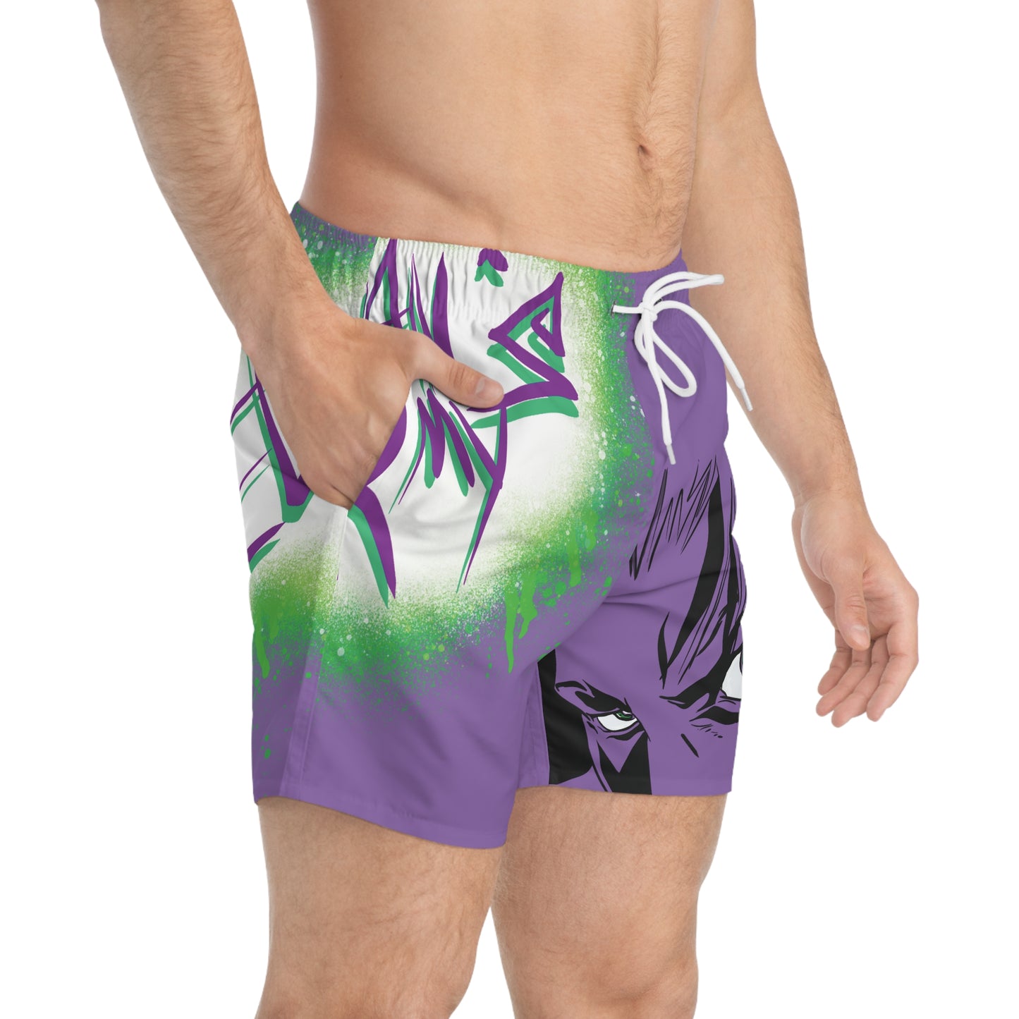 Stedman's Army Graffiti Swim Trunks, Trendy Beach Shorts, Summer Swimwear, Graphic Swim Shorts, Vacation Swim Trunks