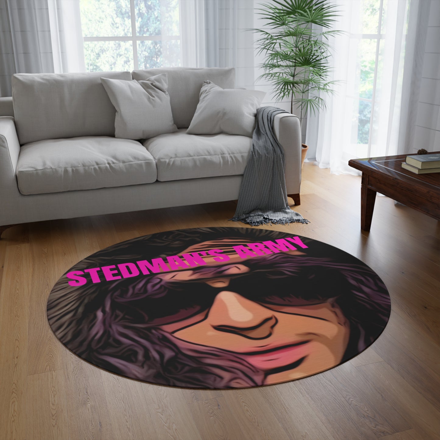 Stedman's Army Round Rug - Stylish Floor Decor for Fans